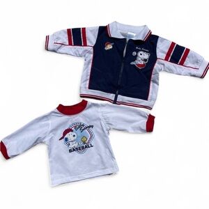 Vintage Baby Snoopy Windbreaker and Long Sleeve Set Size 6-9 Months